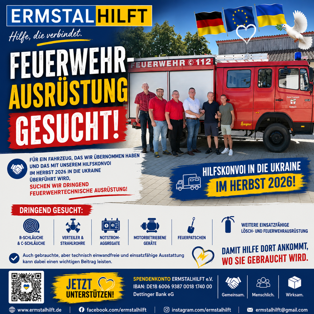 Feuerwehrausrüstung für das LF 8/6 aus Roßbach